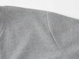 DAXUEN Waffle knit half-zip short sleeve top in grey and black