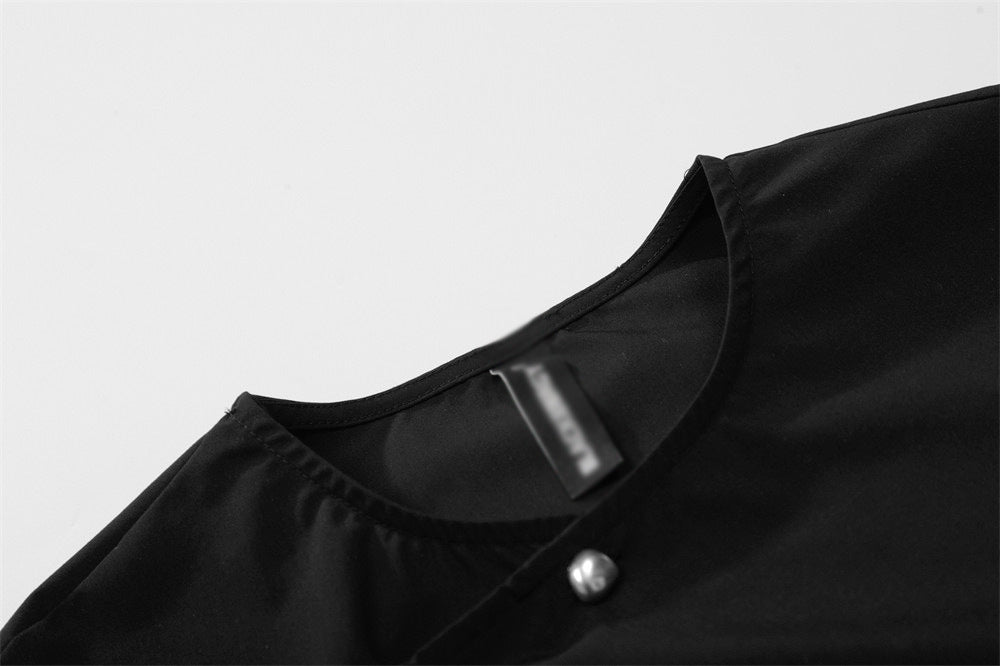 DAXUEN Asymmetrical snap button short-sleeved T-shirt