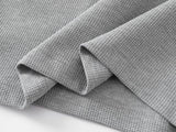 DAXUEN Waffle knit half-zip short sleeve top in grey and black