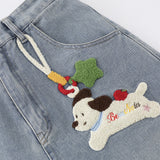 DAXUEN Embroidered wide-leg denim culottes
