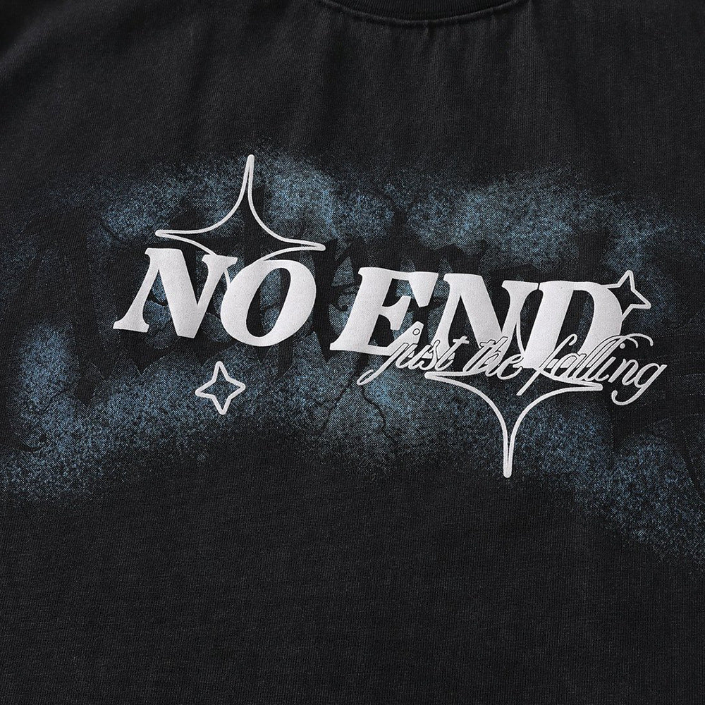 DAXUEN Oversized graphic T-shirt with text and abstract design