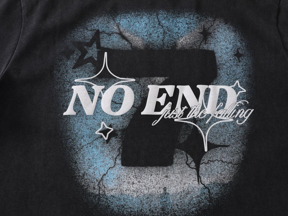 DAXUEN Oversized graphic T-shirt with text and abstract design