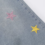 DAXUEN Embroidered wide-leg denim culottes