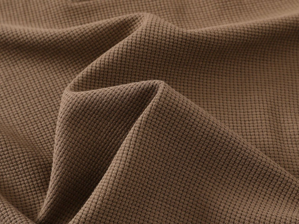 DAXUEN Waffle knit short sleeve polo shirt in brown and black
