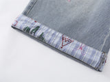 DAXUEN Embroidered wide-leg denim culottes