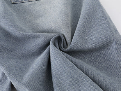 DAXUEN Embroidered wide-leg denim culottes