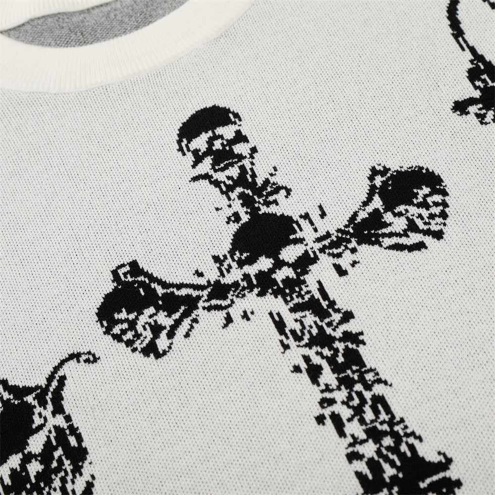 DAXUEN Dark Cross Graphic Knitted T-Shirt