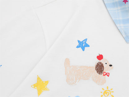 DAXUEN Crayon print short-sleeved collared shirt