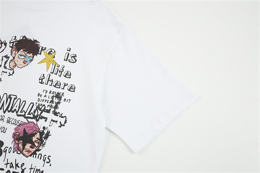 DAXUEN Oversized skull print short-sleeved T-shirt