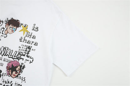 DAXUEN Oversized skull print short-sleeved T-shirt