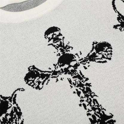 DAXUEN Dark Cross Graphic Knitted T-Shirt