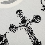 DAXUEN Dark Cross Graphic Knitted T-Shirt