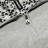 DAXUEN Leopard print half-zip polo shirt