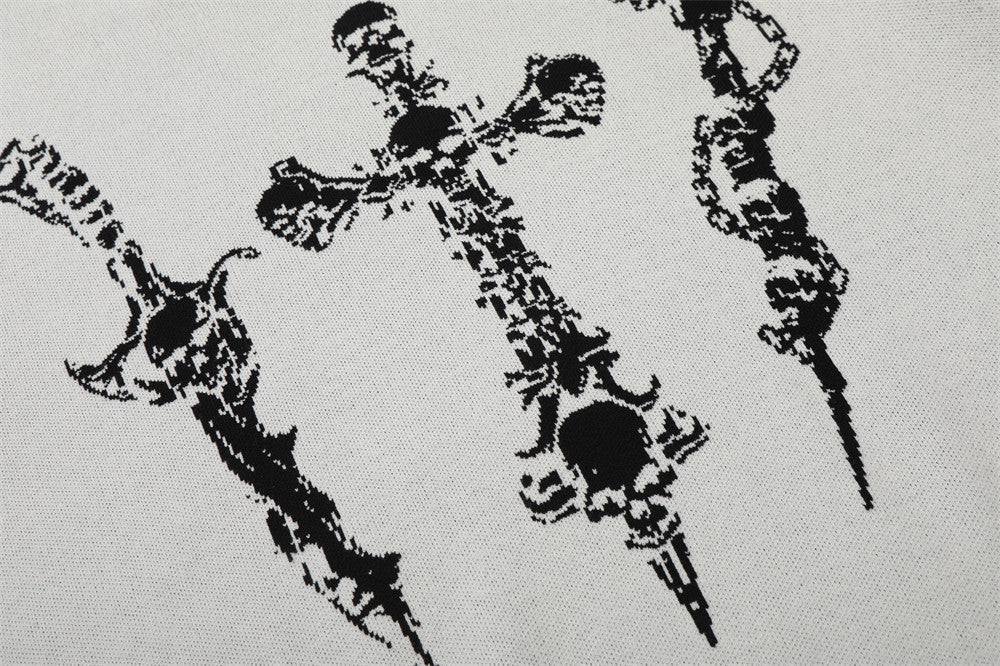 DAXUEN Dark Cross Graphic Knitted T-Shirt