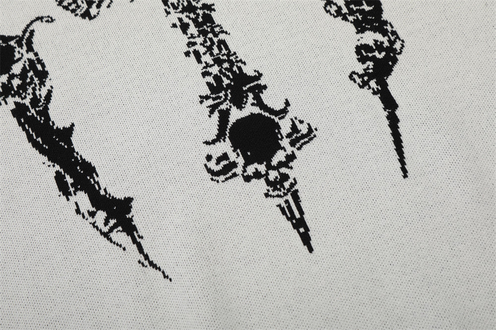 DAXUEN Dark Cross Graphic Knitted T-Shirt