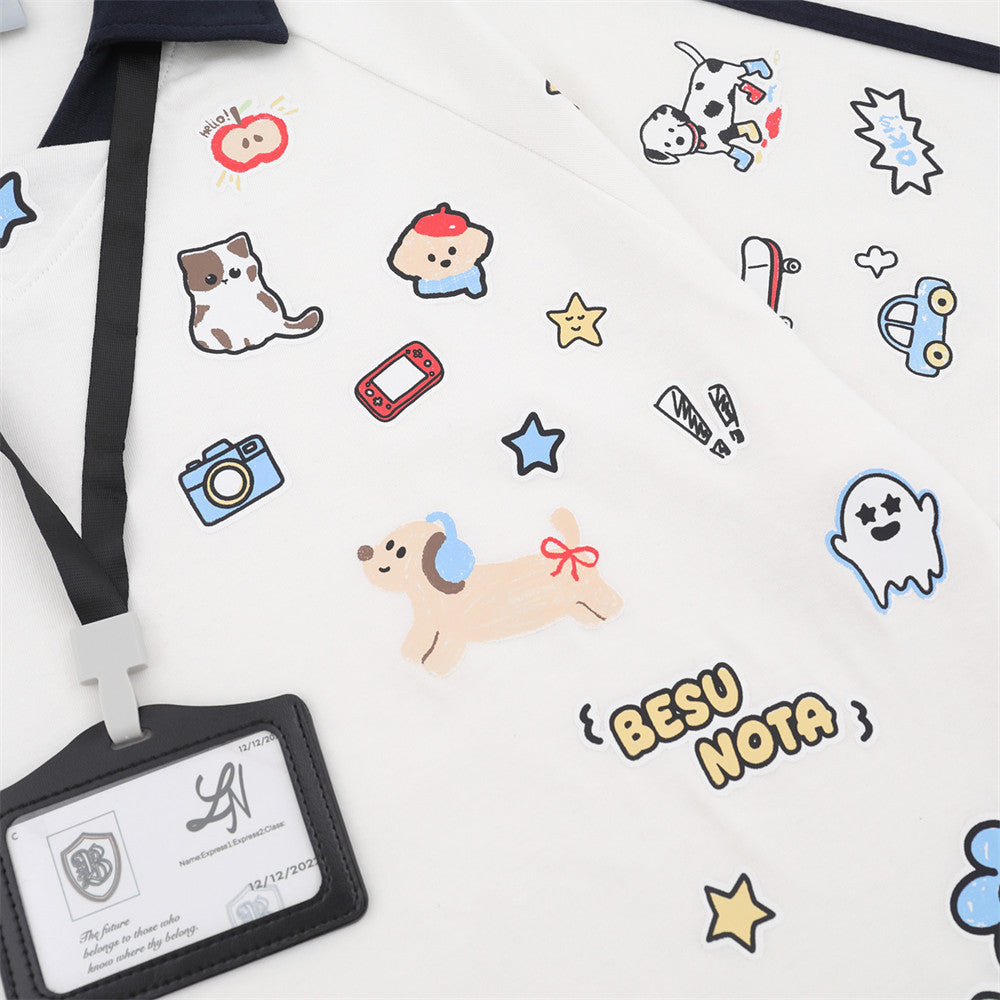 DAXUEN Cartoon printed short-sleeved polo shirt