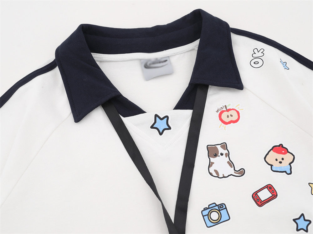 DAXUEN Cartoon printed short-sleeved polo shirt
