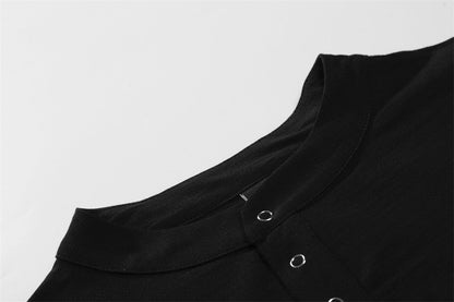 DAXUEN Short-sleeved henley shirt with skull graphic