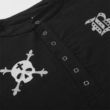 DAXUEN Short-sleeved henley shirt with skull graphic