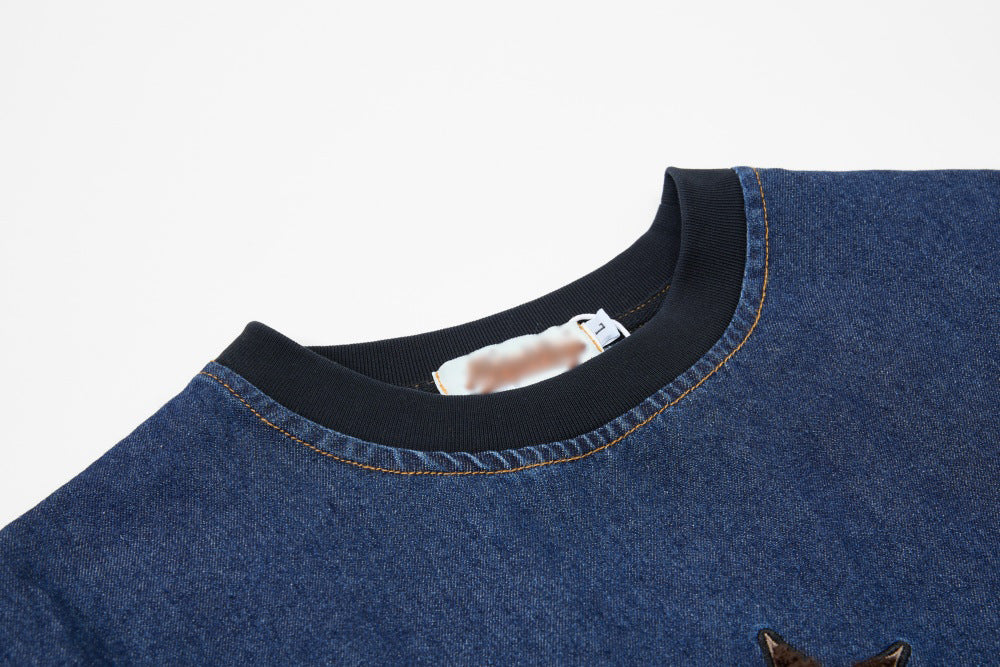 DAXUEN MAFA Vintage Denim Effect T-Shirt