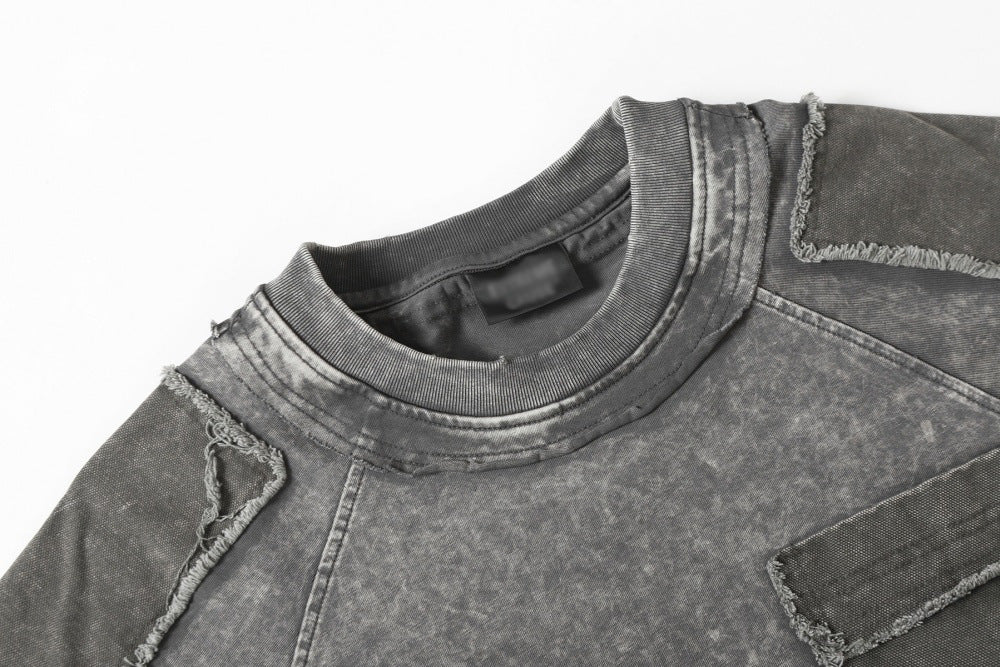 DAXUEN Distressed short sleeve T-shirt with raw edges