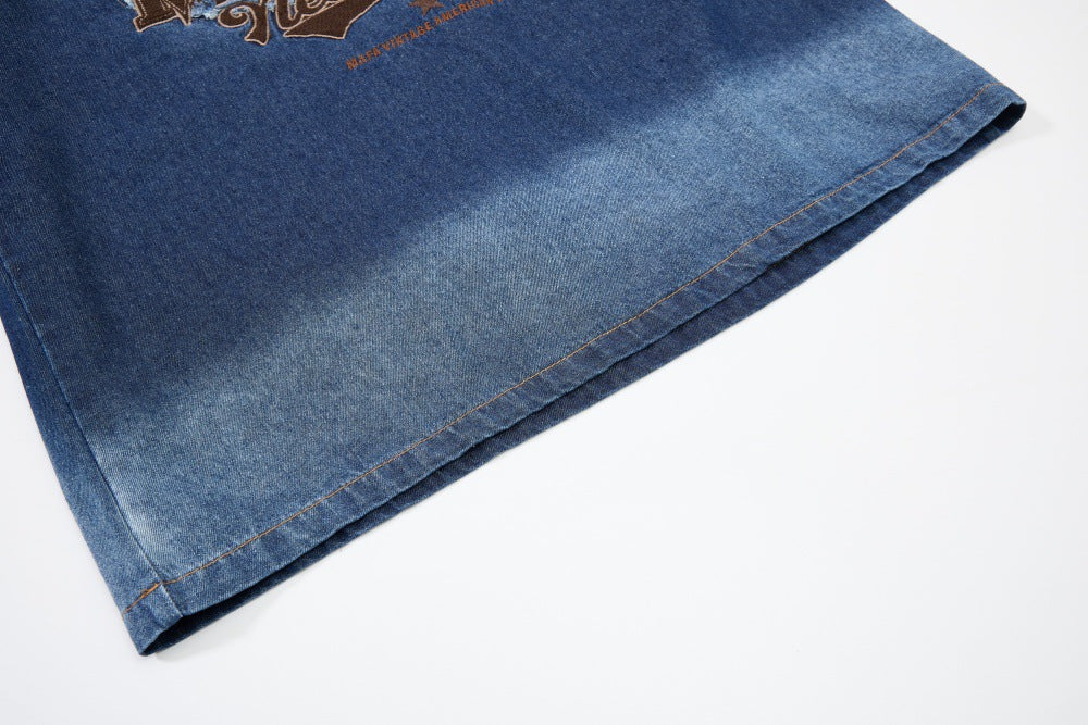 DAXUEN MAFA Vintage Denim Effect T-Shirt
