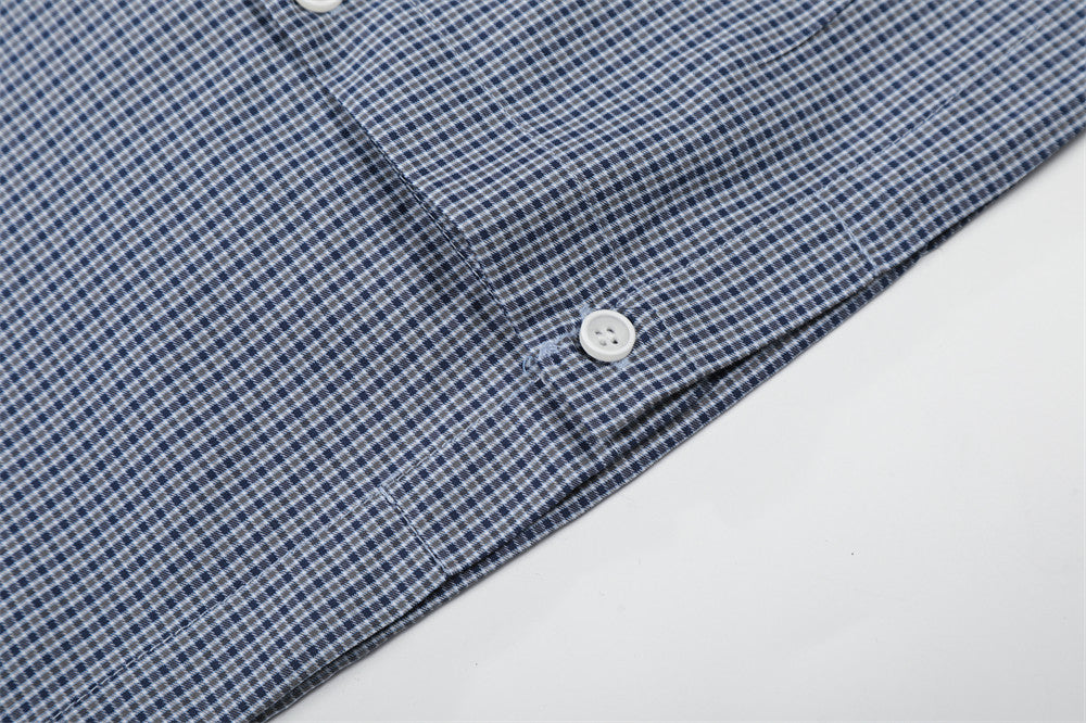 DAXUEN Men's short-sleeved plaid button-up shirt