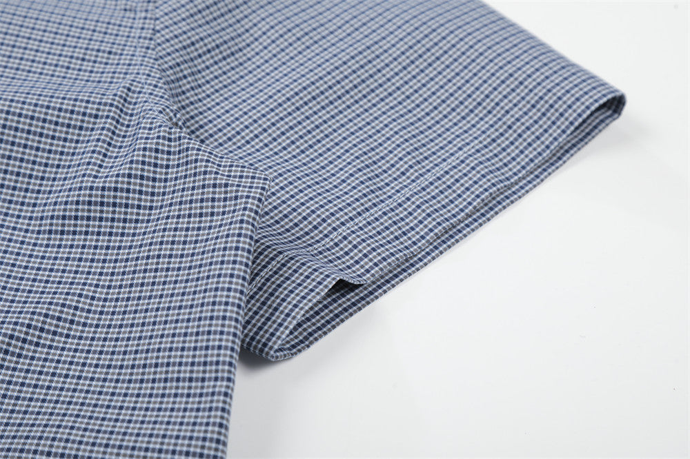 DAXUEN Men's short-sleeved plaid button-up shirt