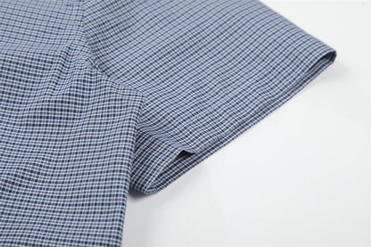 DAXUEN Men's short-sleeved plaid button-up shirt