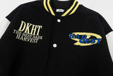 DAXUEN Varsity bomber jacket with contrasting colors and graphics
