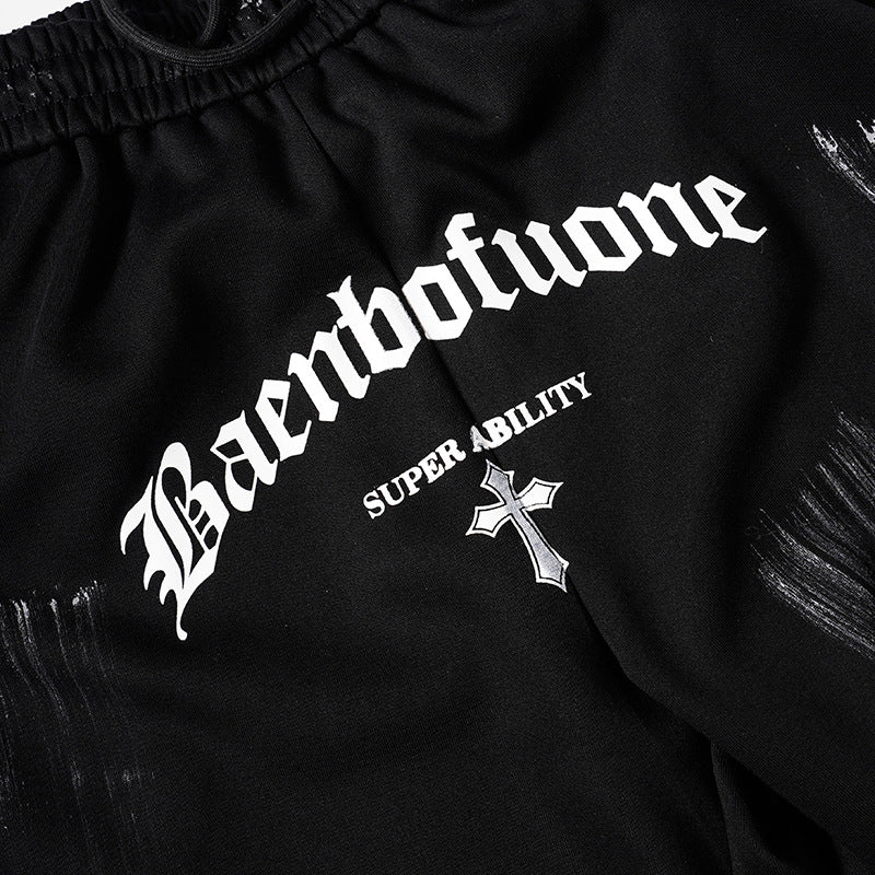 DAXUEN Distressed graffiti wide-leg sweatpants