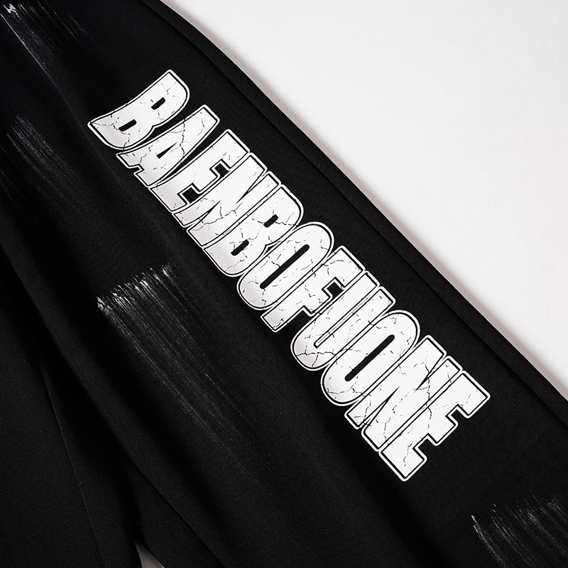 DAXUEN Distressed graffiti wide-leg sweatpants