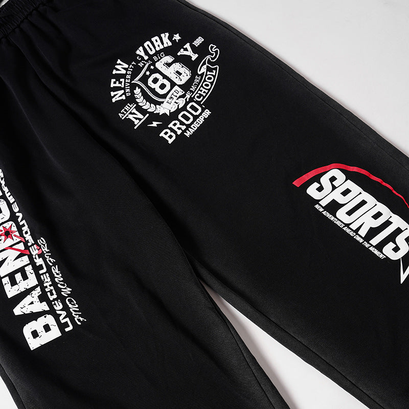 DAXUEN Graphic print wide leg sweatpants in black and white