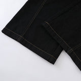 DAXUEN Women's dark indigo high-waisted wide-leg denim jeans