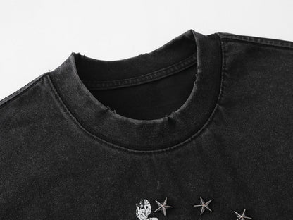 DAXUEN Oversized short-sleeved T-shirt with Statue of Liberty graphic