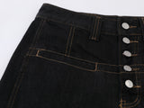 DAXUEN Women's dark indigo high-waisted wide-leg denim jeans