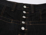 DAXUEN Women's dark indigo high-waisted wide-leg denim jeans