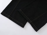 DAXUEN Women's dark indigo high-waisted wide-leg denim jeans
