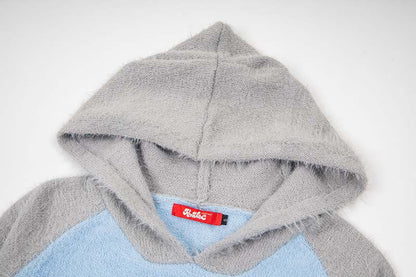 DAXUEN Hooded sweater with cartoon graphics and contrasting sleeves