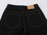 DAXUEN Women's dark indigo high-waisted wide-leg denim jeans