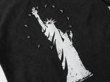 DAXUEN Oversized short-sleeved T-shirt with Statue of Liberty graphic