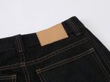 DAXUEN Women's dark indigo high-waisted wide-leg denim jeans