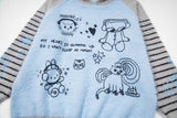 DAXUEN Hooded sweater with cartoon graphics and contrasting sleeves
