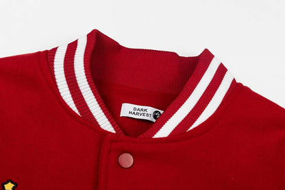 DAXUEN Relaxed fit varsity jacket with embroidered graphics