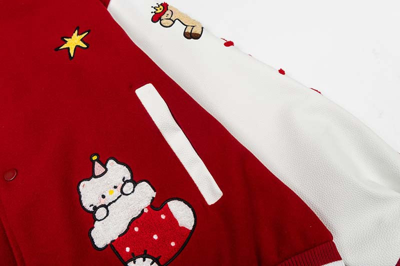 DAXUEN Relaxed fit varsity jacket with embroidered graphics