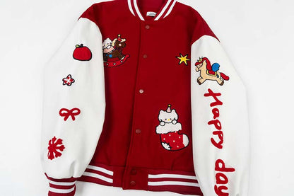DAXUEN Relaxed fit varsity jacket with embroidered graphics