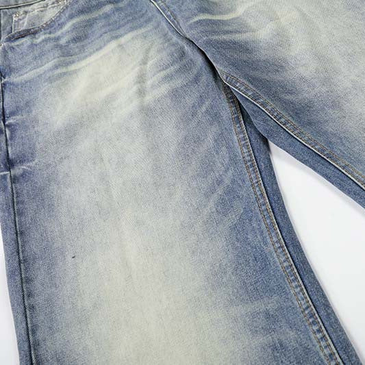 DAXUEN Distressed high-waisted wide-leg jeans in medium blue denim
