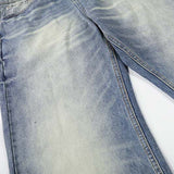 DAXUEN Distressed high-waisted wide-leg jeans in medium blue denim