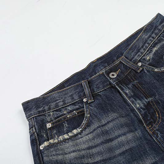 DAXUEN Distressed wide-leg jeans in dark blue wash