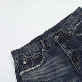DAXUEN Distressed wide-leg jeans in dark blue wash